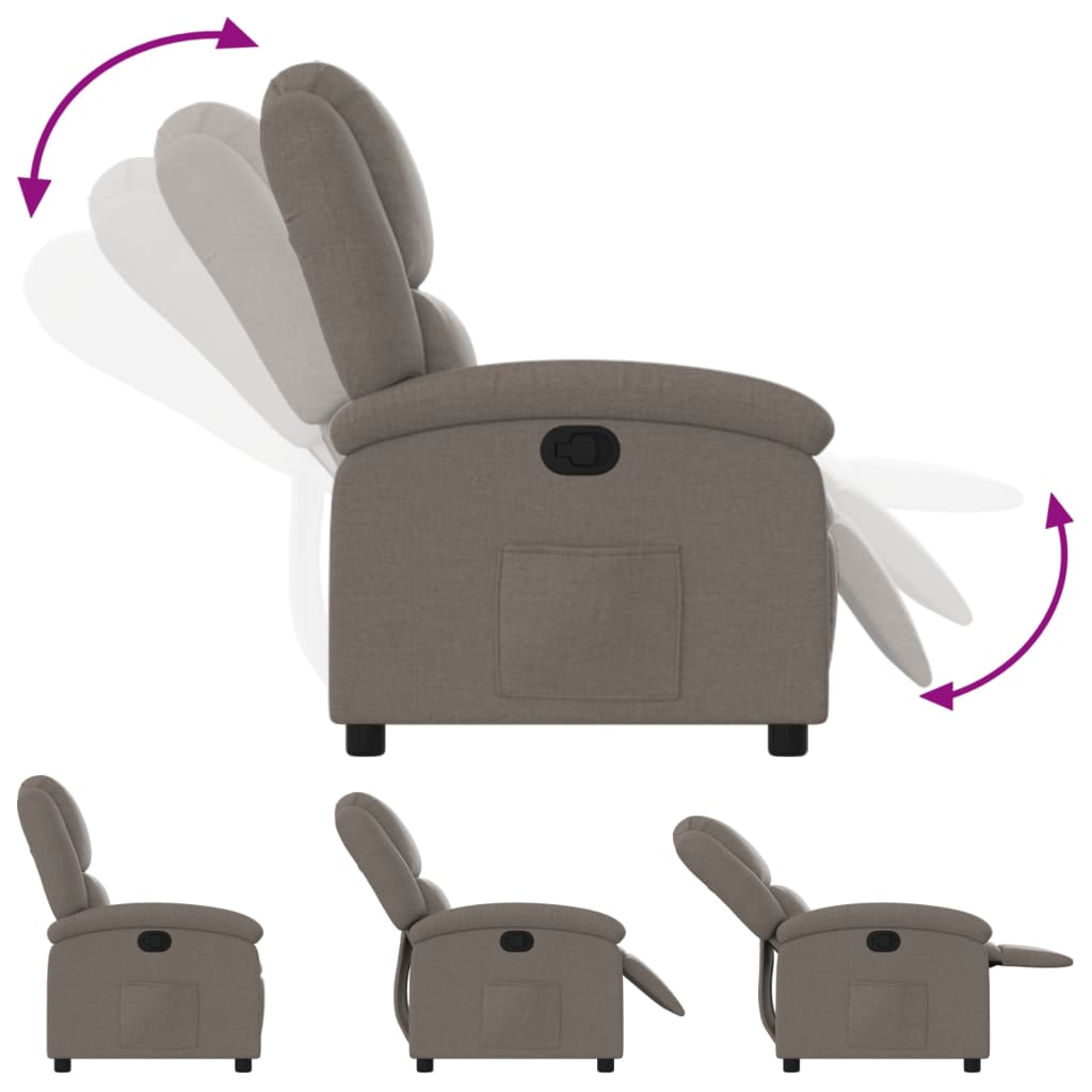 Nojatuoli Recliner taupe kangasta