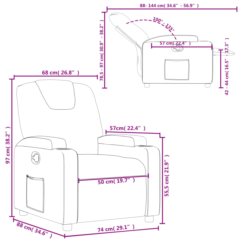 Fåtölj cappuccino Recliner konstläder