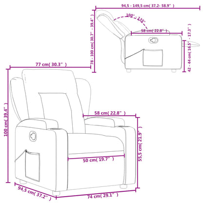 Fåtölj svart Recliner tyg