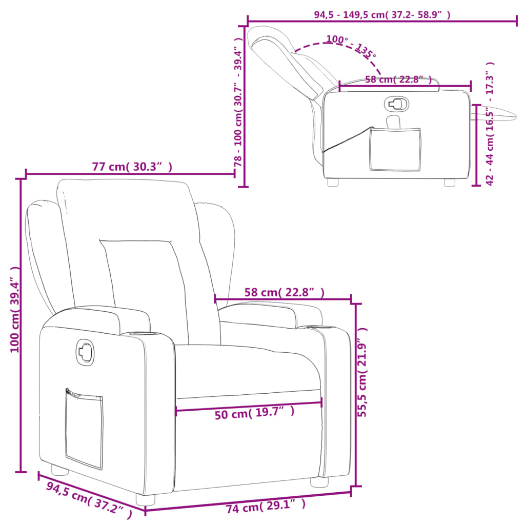 Nojatuoli Recliner musta keinonahka