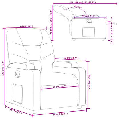 Nojatuoli Recliner ruskea kangas