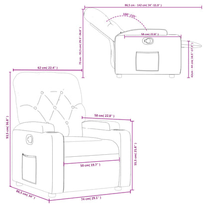 Nojatuoli Recliner ruskea kangas