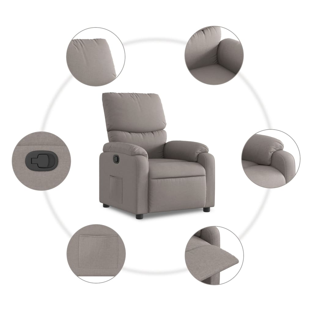 Nojatuoli Recliner taupe kangasta