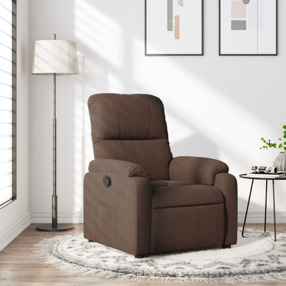 Fåtölj brun Recliner mikrofibertyg