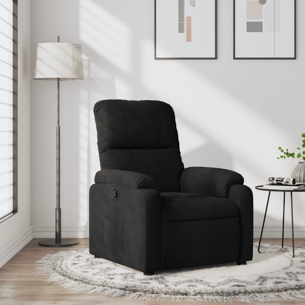 Fåtölj svart Recliner mikrofibertyg