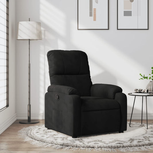 Fåtölj svart Recliner mikrofibertyg