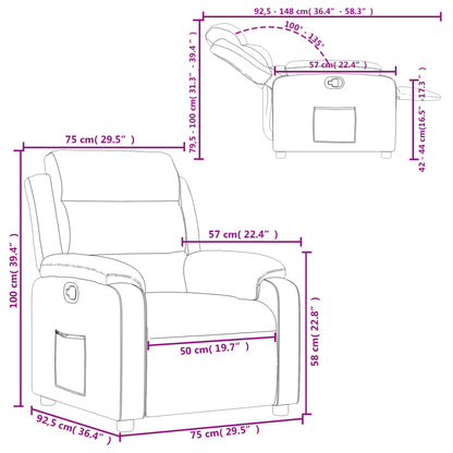 Fåtölj svart Recliner tyg