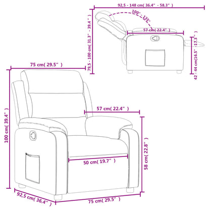 Nojatuoli Recliner taupe kangasta