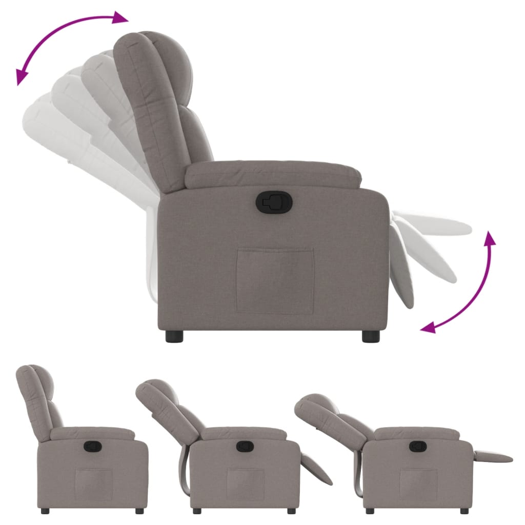 Nojatuoli Recliner taupe kangasta