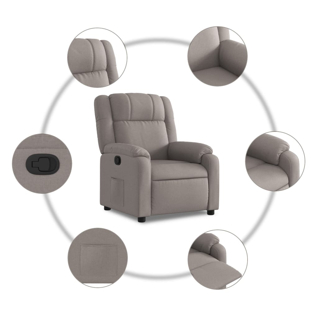 Nojatuoli Recliner taupe kangasta