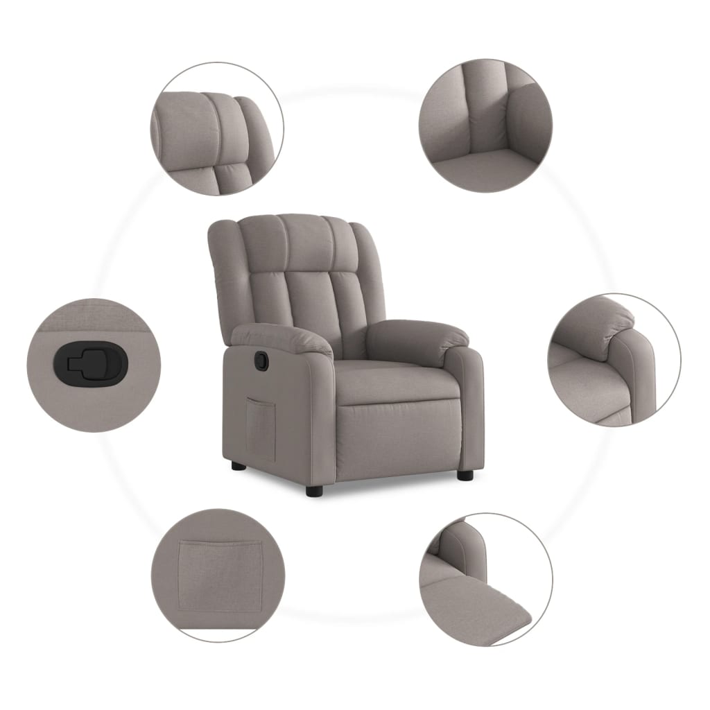 Fåtölj taupe Recliner tyg