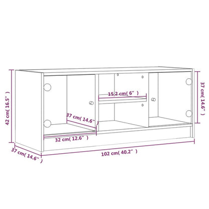 TV-möbel sonoma ek TV-bänk med glasdörrar 102x37x42 cm