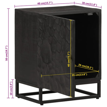 Sängbord Nattduksbord svart 40x30x50 cm massivt mangoträ och järn