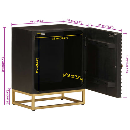 Sängbord Nattduksbord svart 40x30x50 cm massivt mangoträ och järn