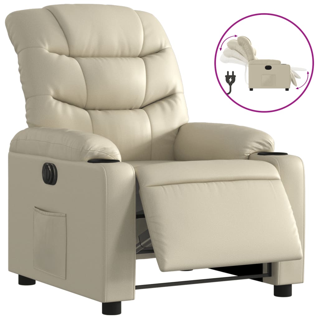 Electric Massage nojatuoli Recliner kermanvalkoinen tekonahka