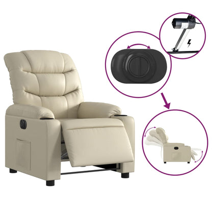 Electric Massage nojatuoli Recliner kermanvalkoinen tekonahka