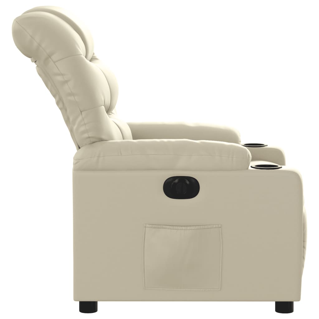 Electric Massage nojatuoli Recliner kermanvalkoinen tekonahka