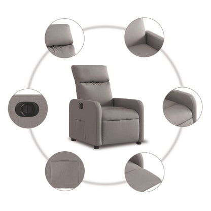 Elektrisk Massagefåtölj taupe Recliner tyg