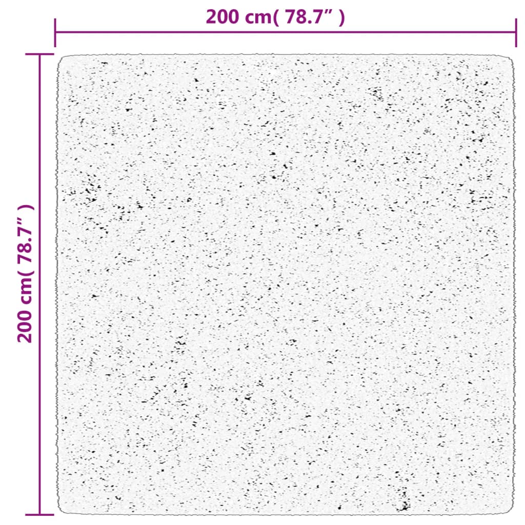 Golvmatta antracit HUARTE med kort lugg tvättbar 200x200 cm