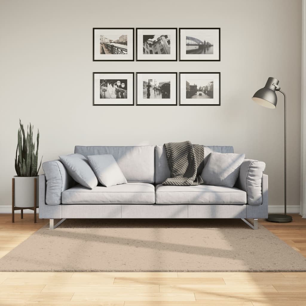 Golvmatta HUARTE med kort lugg tvättbar sandbeige 160x160 cm