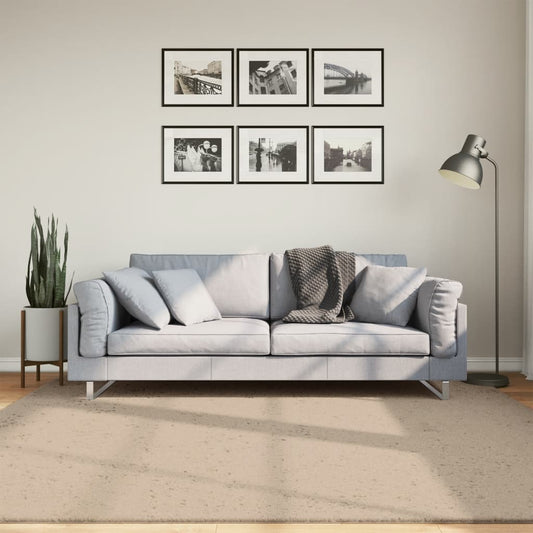 Golvmatta HUARTE med kort lugg tvättbar sandbeige 200x200 cm