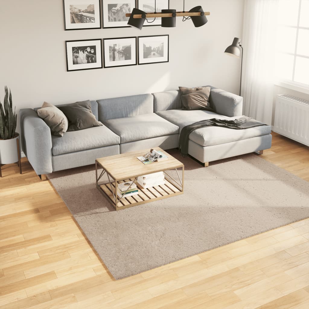 Golvmatta HUARTE med kort lugg tvättbar sandbeige 240x240 cm