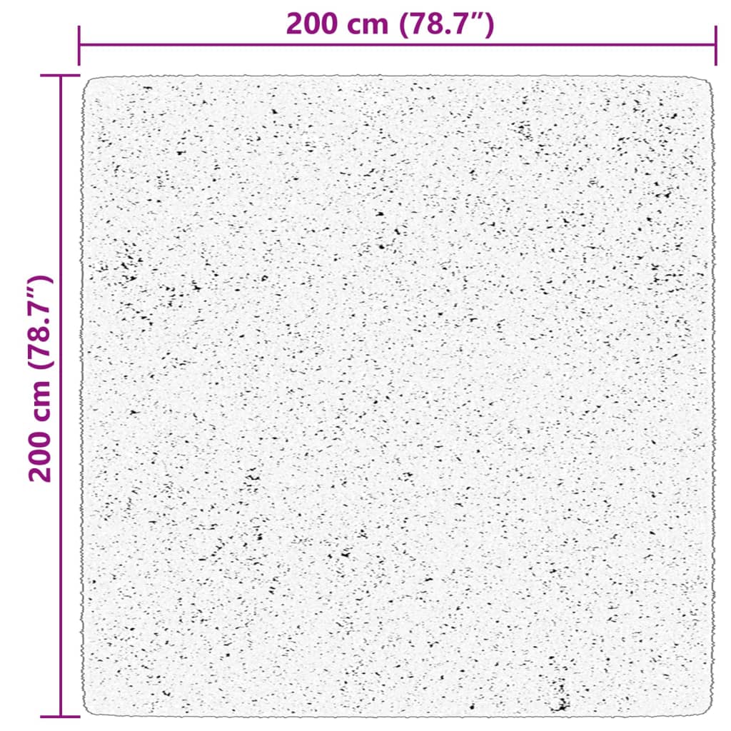 Golvmatta HUARTE med kort lugg tvättbar svart 200x200 cm