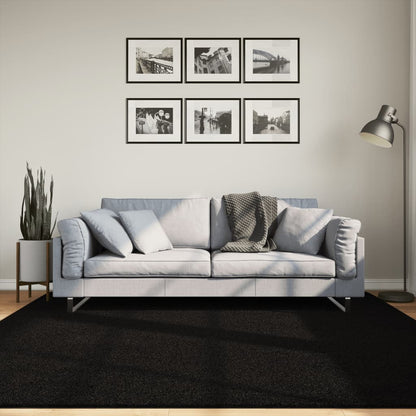 Golvmatta HUARTE med kort lugg tvättbar svart 200x200 cm