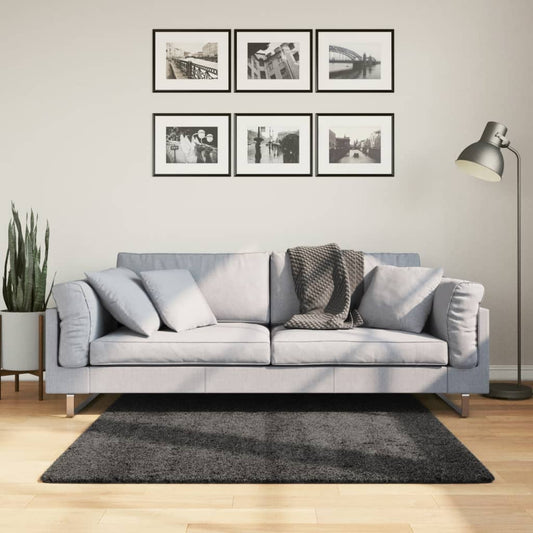 Golvmatta antracit Ryamatta PAMPLONA lång lugg modern 120x120 cm