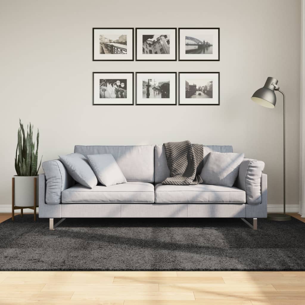 Golvmatta antracit Ryamatta PAMPLONA lång lugg modern 160x230 cm