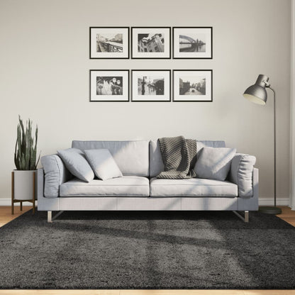 Golvmatta antracit Ryamatta PAMPLONA lång lugg modern 200x200 cm