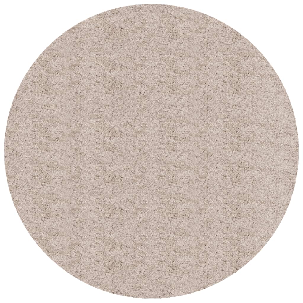 Golvmatta långluggad modern beige Ø 80 cm