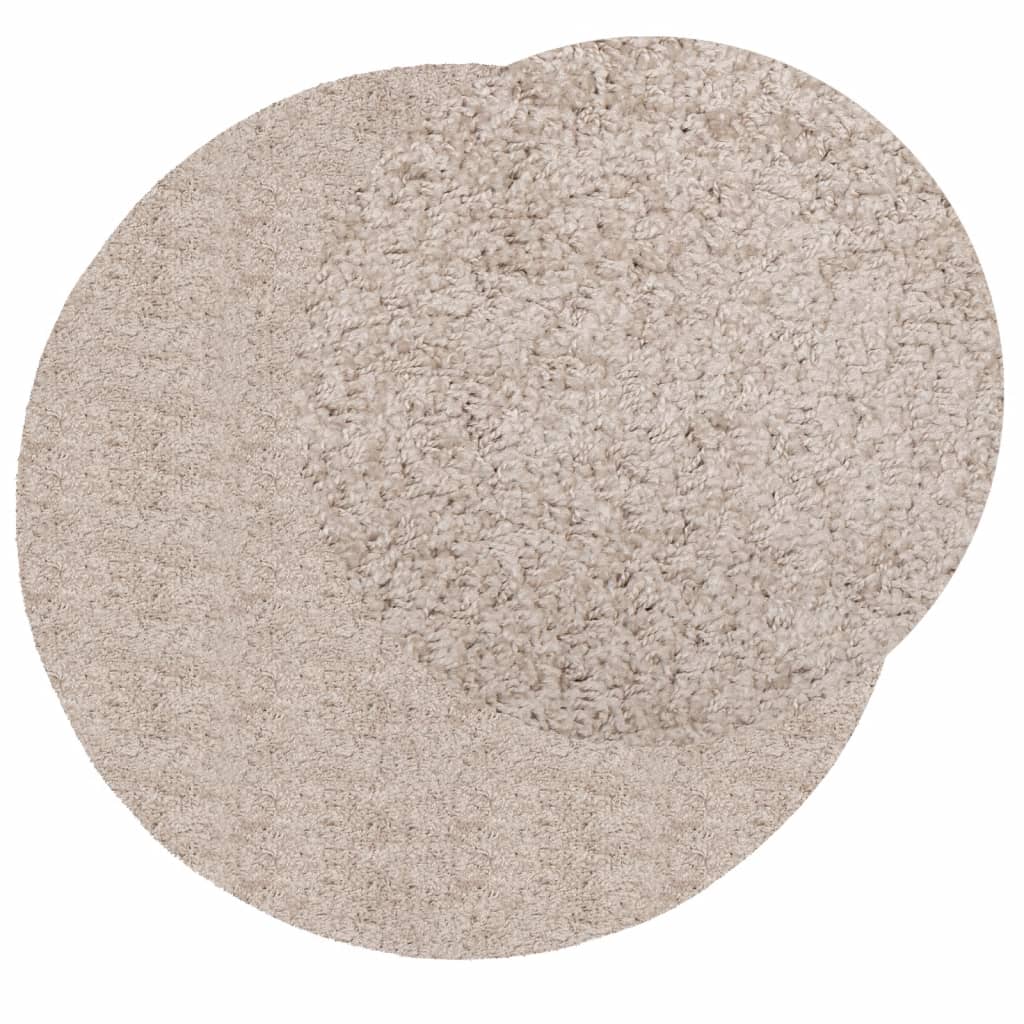 Golvmatta långluggad modern beige Ø 80 cm