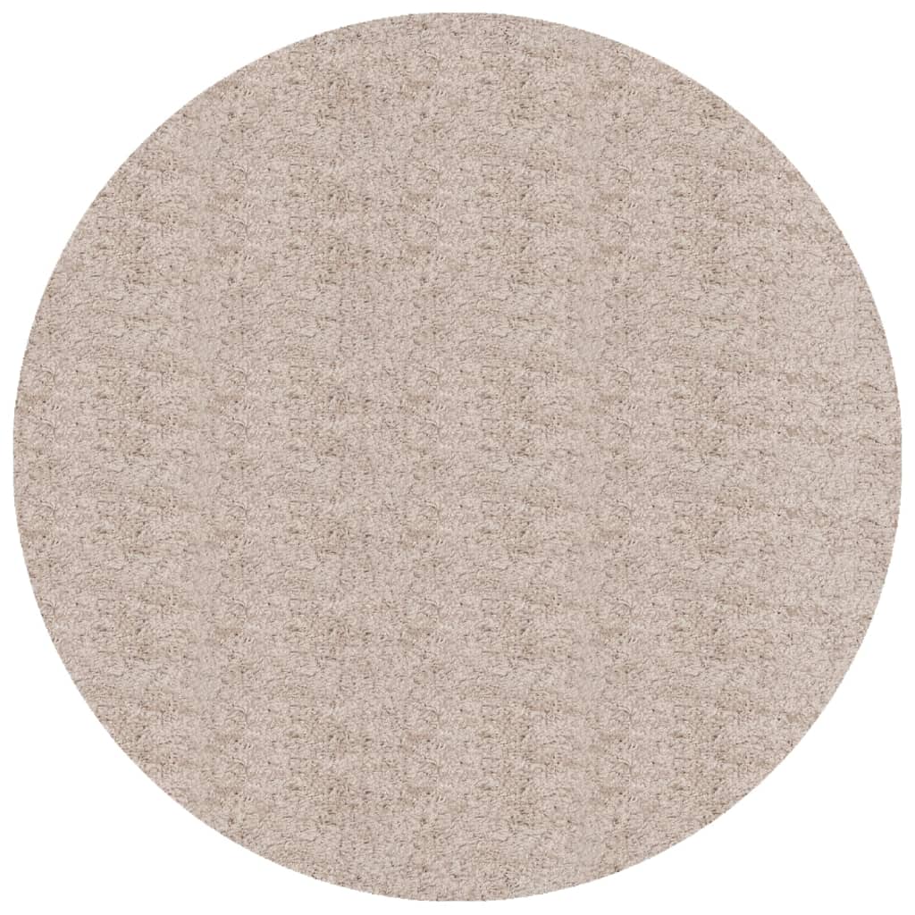 Golvmatta långluggad modern beige Ø 120 cm