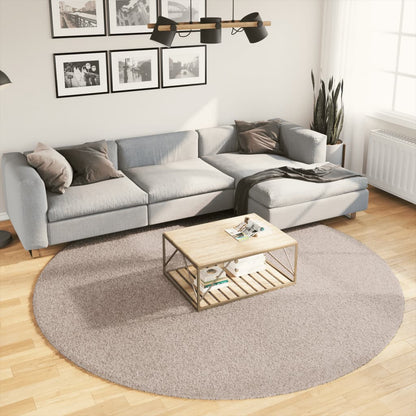 Golvmatta långluggad modern beige Ø 240 cm