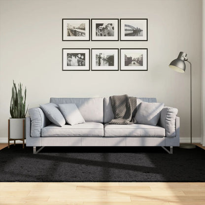 Golvmatta Ryamatta PAMPLONA lång lugg modern svart 160x230 cm