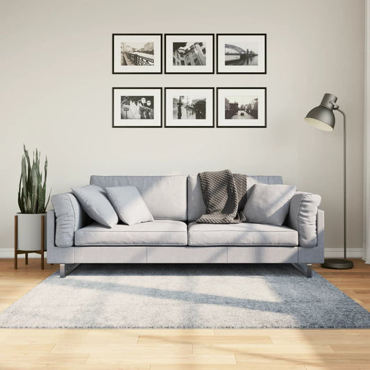 Golvmatta blå Ryamatta PAMPLONA lång lugg modern 160x160 cm