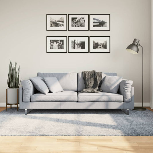 Golvmatta blå Ryamatta PAMPLONA lång lugg modern 160x230 cm