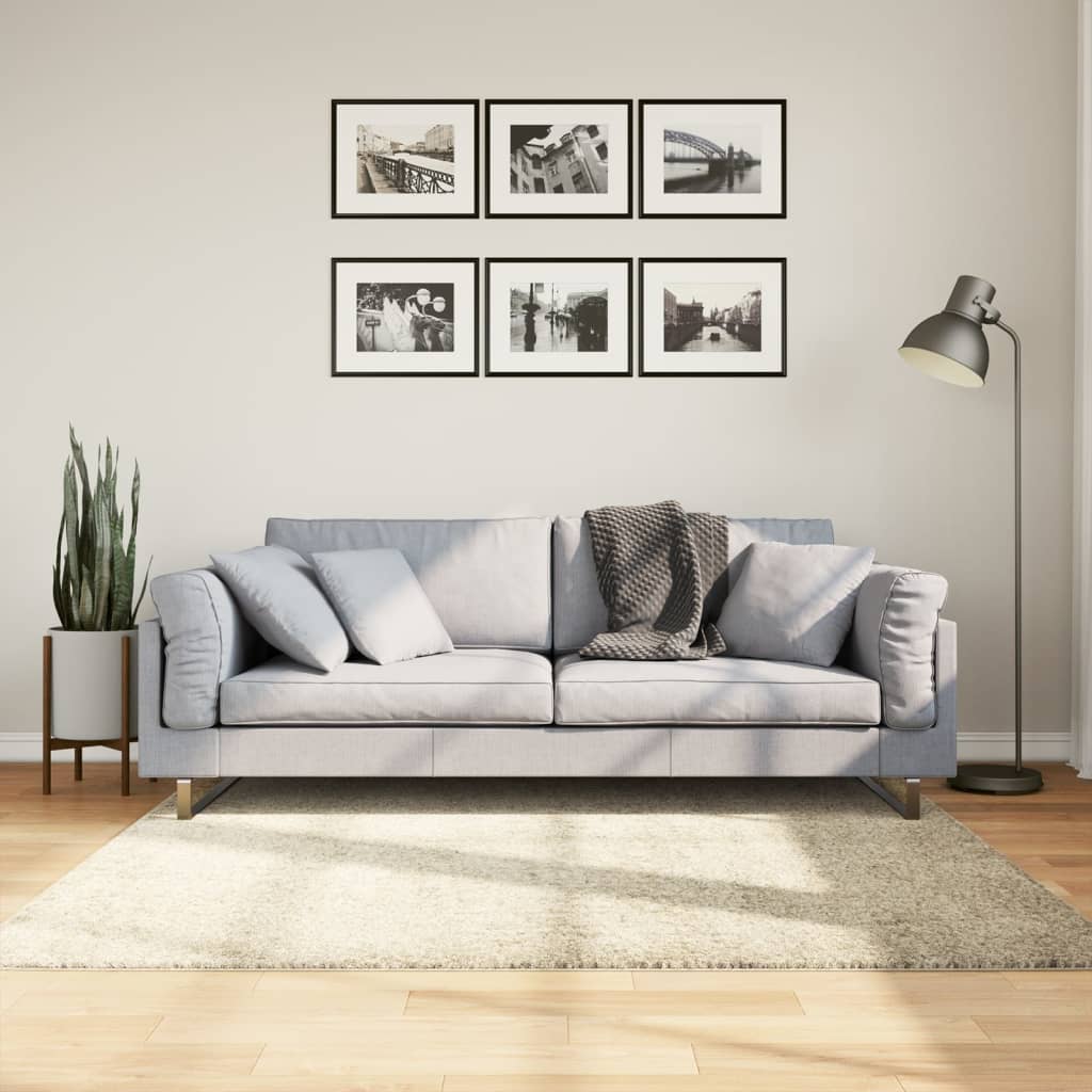 Golvmatta Ryamatta PAMPLONA lång lugg modern guld 160x160 cm