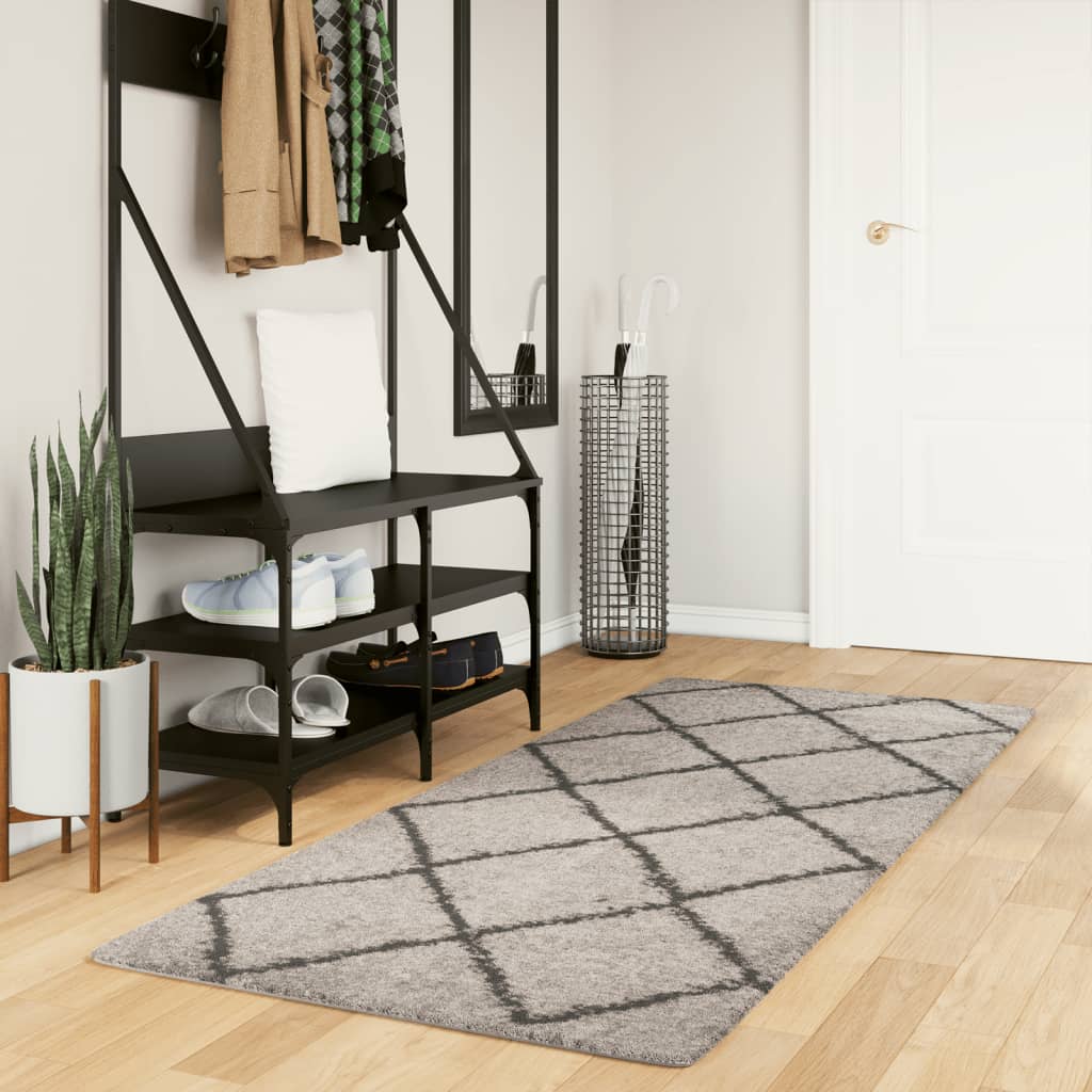 Lattiamatto Ryamatta PAMPLONA pitkä nukka moderni beige &amp; antrasiitti 80x200 cm