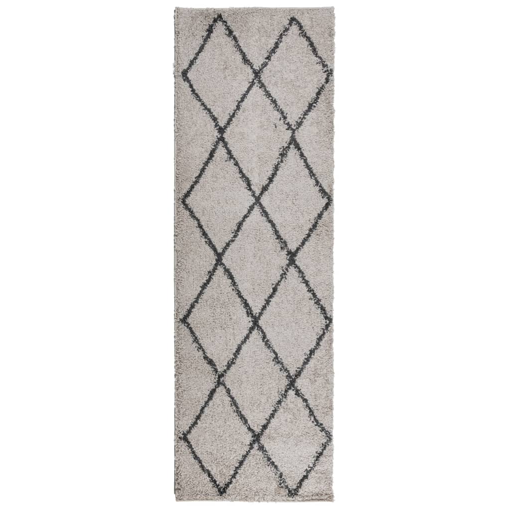 Lattiamatto Ryamatta PAMPLONA pitkä nukka moderni beige &amp; antrasiitti 80x250 cm