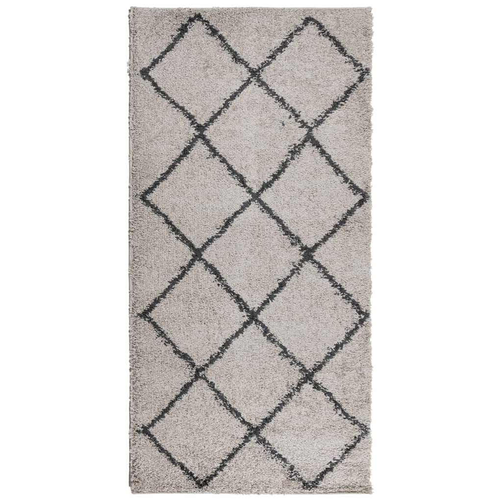 Golvmatta antracit Ryamatta PAMPLONA lång lugg modern beige & 100x200 cm