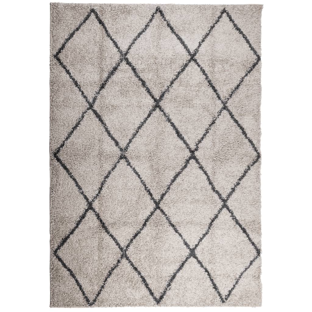 Golvmatta antracit Ryamatta PAMPLONA lång lugg modern beige & 120x170 cm