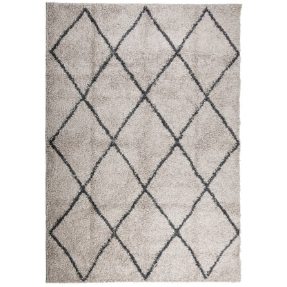 Golvmatta antracit Ryamatta PAMPLONA lång lugg modern beige & 140x200 cm