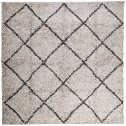 Golvmatta antracit Ryamatta PAMPLONA lång lugg modern beige & 160x160 cm