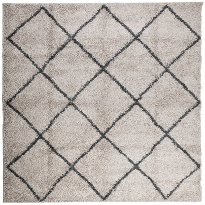 Golvmatta antracit Ryamatta PAMPLONA lång lugg modern beige & 200x200 cm