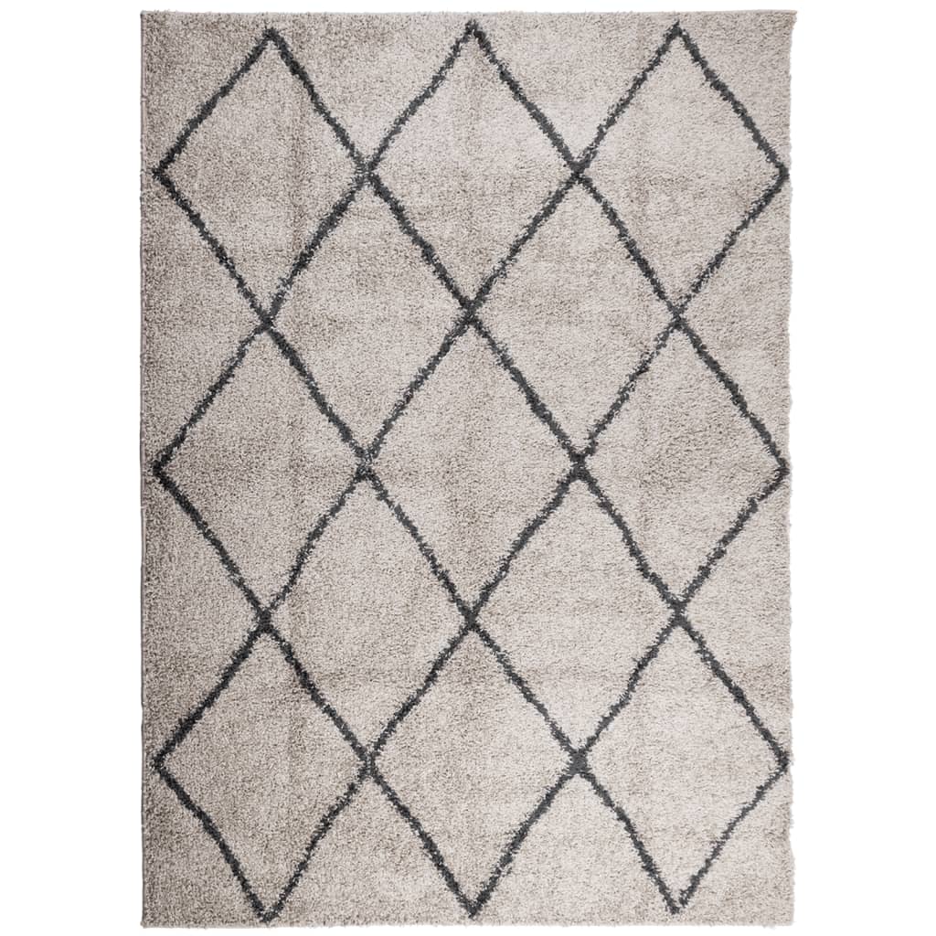 Golvmatta antracit Ryamatta PAMPLONA lång lugg modern beige & 200x280 cm