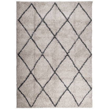 Golvmatta antracit Ryamatta PAMPLONA lång lugg modern beige & 200x280 cm