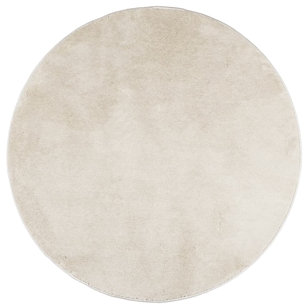 Golvmatta OVIEDO kort lugg beige Ø 80 cm