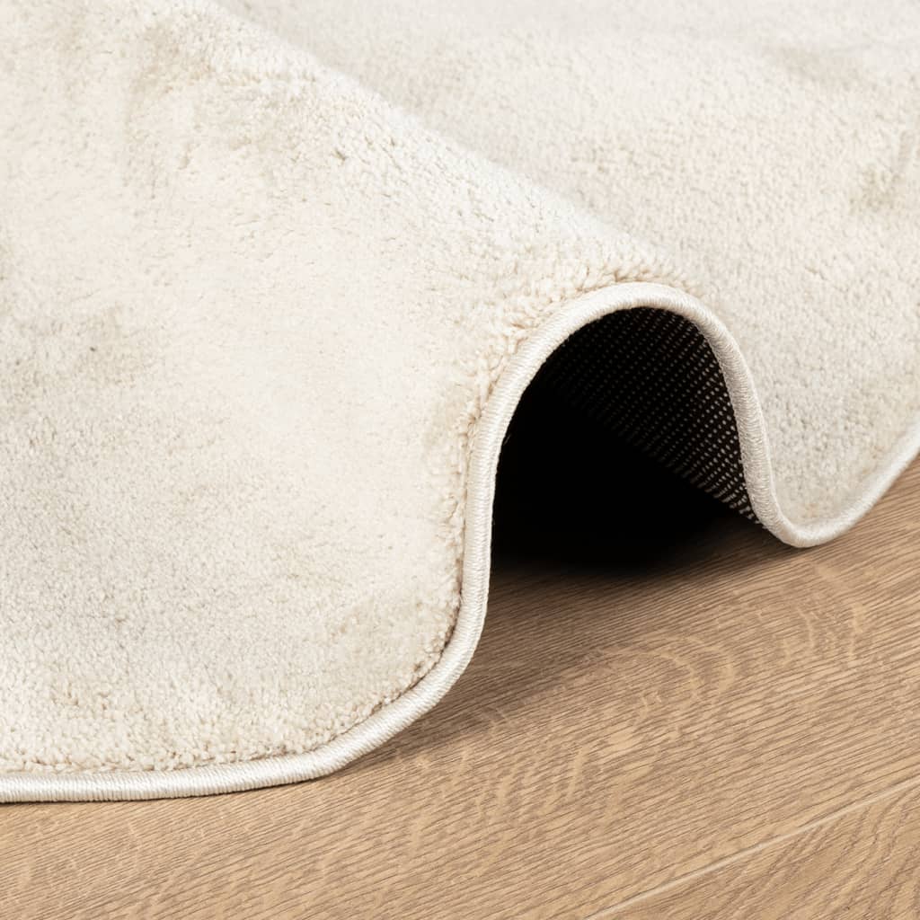 Golvmatta OVIEDO kort lugg beige Ø 120 cm